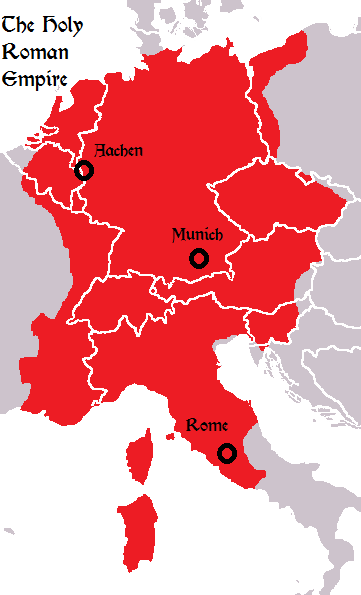  Licensed under CC BY-SA 3.0 via Wikimedia Commons - https://commons.wikimedia.org/wiki/File:BlankEurope.png#/media/File:BlankEurope.png, Cropped and coloured to highlight the Holy Roman Empire